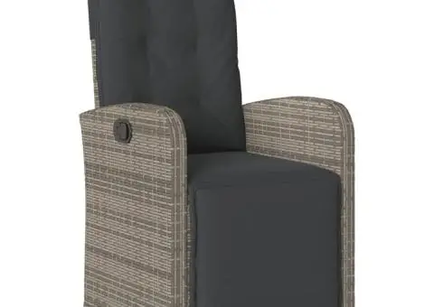 Set mobilier de grădină cu perne, 7 piese, gri, poliratan - 5/5