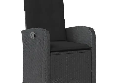 Set mobilier de grădină cu perne, 5 piese, negru, poliratan - 4/5