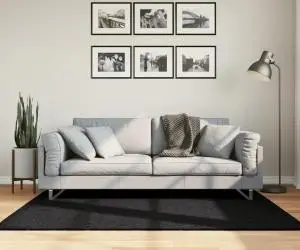 vidaXL Covor pufos "PAMPLONA" cu fire înalte, negru modern, 120x170 cm