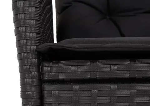 Set mobilier de grădină cu perne, 5 piese, negru, poliratan - 5/5