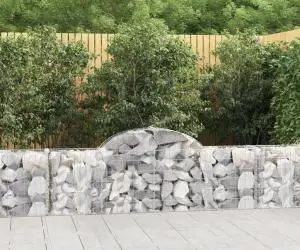 vidaXL Coșuri gabion arcuite 2 buc, 200x30x60/80 cm, fier galvanizat