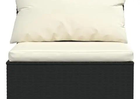 Set mobilier de grădină cu perne, 9 piese, negru, poliratan - 4/5