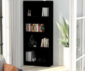 vidaXL Bibliotecă cu 4 rafturi, negru, 60x24x142 cm, lemn prelucrat