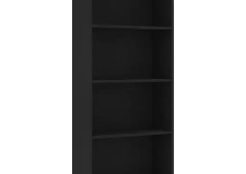 Bibliotecă cu 4 rafturi, negru, 60x24x142 cm, lemn prelucrat - 2/5