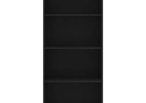 Bibliotecă cu 4 rafturi, negru, 60x24x142 cm, lemn prelucrat - 4/5