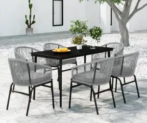 vidaXL Set mobilier de grădină, 7 piese, gri
