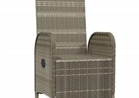 Scaune rabatabile de exterior, cu perne, 2 buc, gri, poliratan - 4/5