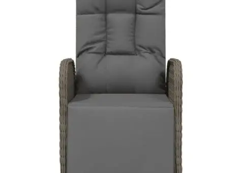 Scaune rabatabile de exterior, cu perne, 2 buc, gri, poliratan - 5/5