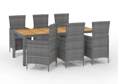 Set mobilier de grădină cu perne, 7 piese, gri, poliratan - 2/5