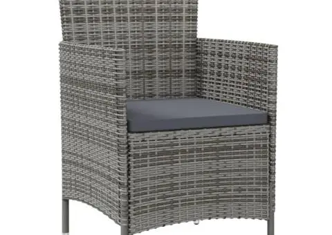 Set mobilier de grădină cu perne, 7 piese, gri, poliratan - 3/5