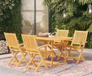 vidaXL Set de masă pentru grădină, 5 piese, lemn masiv de tec