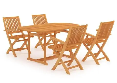 Set de masă pentru grădină, 5 piese, lemn masiv de tec - 2/5