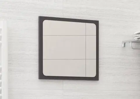 Oglindă de baie, gri extralucios, 40x1,5x37 cm, PAL - 1/5