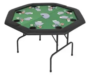 vidaXL Masă poker pliabilă în două părți, 8 jucători, octogonal, Verde