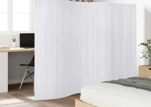 Paravan de cameră, alb, 250 x 165 cm, bambus - 1/5