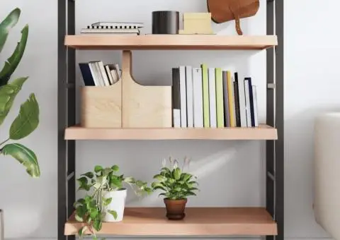 Raft de perete maro deschis 80x60x(2-6) cm lemn stejar tratat - 3/5