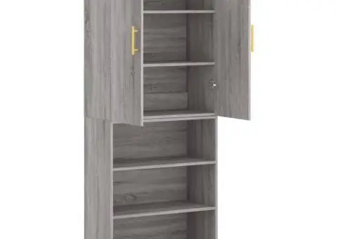 Dulap înalt, gri sonoma, 69,5x34x180 cm, lemn compozit - 4/5