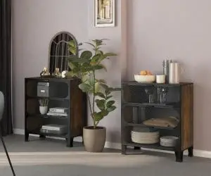 vidaXL Dulapuri de depozitare 2 buc. maro rustic 72x36x82 cm metal/MDF