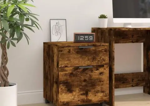 Fișet mobil cu roți, stejar fumuriu, 45x38x54 cm lemn prelucrat - 1/5