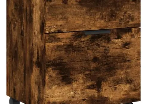 Fișet mobil cu roți, stejar fumuriu, 45x38x54 cm lemn prelucrat - 2/5