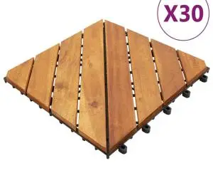 vidaXL Plăci pardoseală, 30 buc., maro, 30x30 cm, lemn masiv de acacia