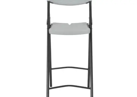 Scaune de bar pliabile, 2 buc., alb, HDPE și oțel - 3/5