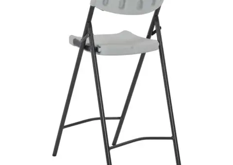 Scaune de bar pliabile, 2 buc., alb, HDPE și oțel - 5/5