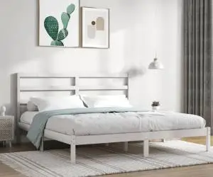 vidaXL Cadru de pat Super King, alb, 180x200 cm, lemn masiv
