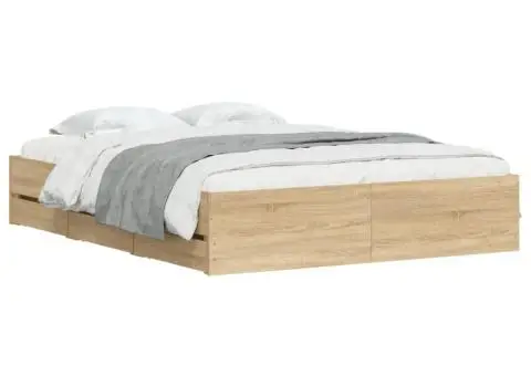 Cadru de pat cu sertare stejar sonoma 140x190 cm lemn prelucrat - 3/5