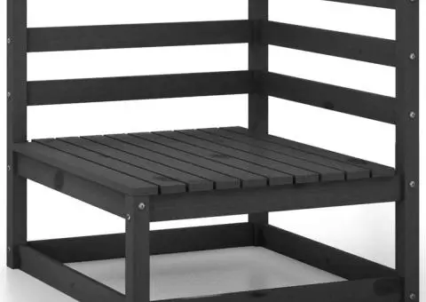 Set mobilier de grădină, 6 piese, negru, lemn masiv de pin - 4/5