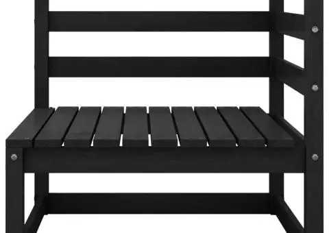 Set mobilier de grădină, 6 piese, negru, lemn masiv de pin - 5/5