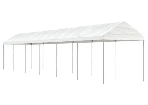 Foișor cu acoperiș, alb, 13,38x2,28x2,69 m, polietilenă - 1/5