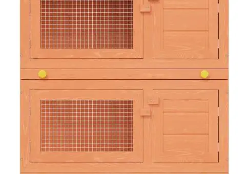 Cușcă de exterior iepuri cușcă adăpost animale mici, 4 uși, lemn - 3/5