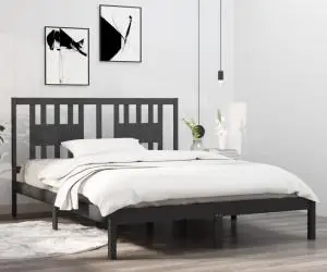 vidaXL Cadru de pat King Size, gri, 150x200 cm, lemn masiv