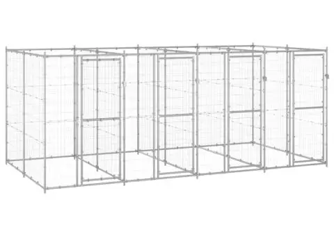 Padoc pentru câini de exterior, 9,68 m², oțel galvanizat - 1/5