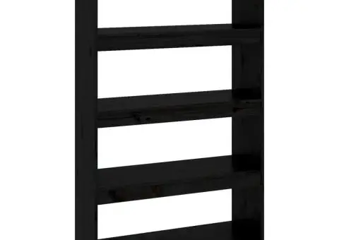 Bibliotecă/Separator cameră negru 80x30x135,5 cm lemn masiv pin - 2/5