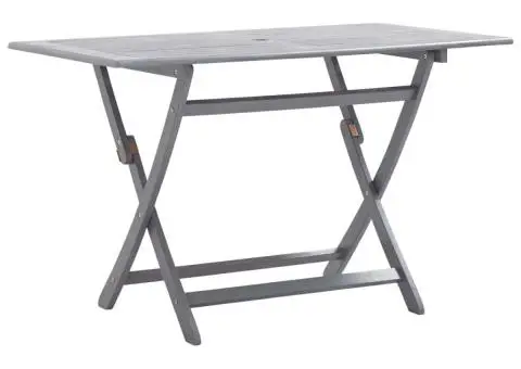 Set mobilier de grădină, 5 piese, gri, lemn masiv de acacia - 2/5