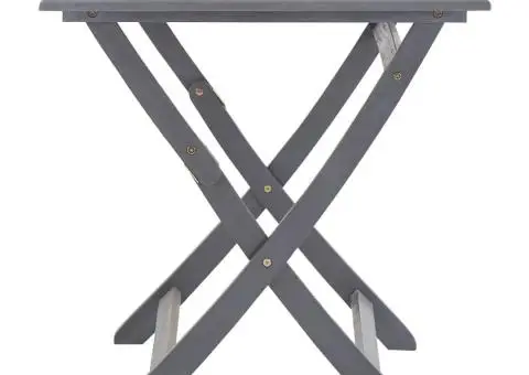 Set mobilier de grădină, 5 piese, gri, lemn masiv de acacia - 4/5