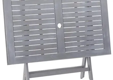 Set mobilier de grădină, 5 piese, gri, lemn masiv de acacia - 5/5