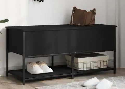 Bancă de depozitare, negru, 100x42,5x47 cm, lemn prelucrat - 1/5