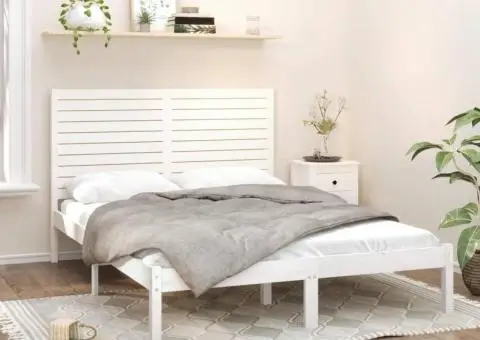 Cadru de pat, alb, 160x200 cm, lemn masiv - 1/5