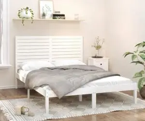 vidaXL Cadru de pat, alb, 160x200 cm, lemn masiv