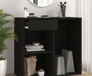 vidaXL Dulap pentru cosmetice, negru, 80x40x75 cm, lemn prelucrat