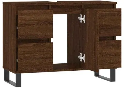 Dulap pentru baie, stejar maro, 80x33x60 cm, lemn compozit - 4/5