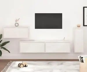 vidaXL Comode TV, 4 buc., alb, lemn masiv de pin