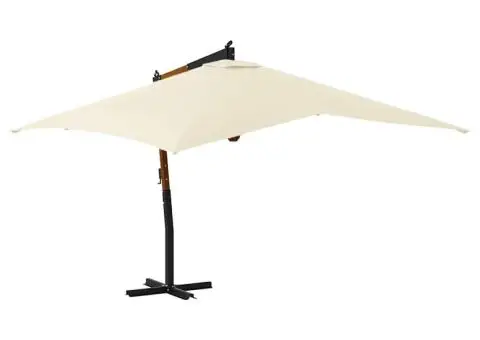 Umbrelă consolă de grădină stâlp din lemn, nisipiu, 400x300 cm - 1/5