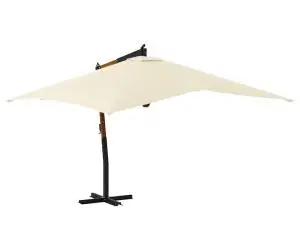 vidaXL Umbrelă consolă de grădină stâlp din lemn, nisipiu, 400x300 cm