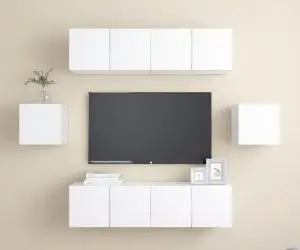 vidaXL Set dulapuri TV, 6 piese, alb, lemn prelucrat