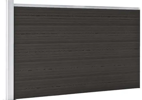 Set de panouri de gard, negru, 175x105 cm, WPC - 2/5