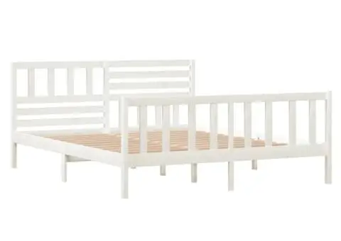 Cadru de pat, alb, 140x190 cm, lemn masiv - 3/5